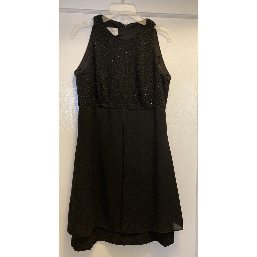 Vintage David Warren Petites Dress Cocktail Black Beaded Whimsigoth Size 8P Y2K
